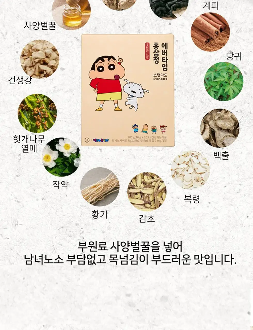 [쇼핑백&짱구손거울&감사카드 증정]려원담 짱구는못말려 6년근 홍삼정 에버타임 스탠다드 40포+배도라지 스틱 20포 상세페이지 23